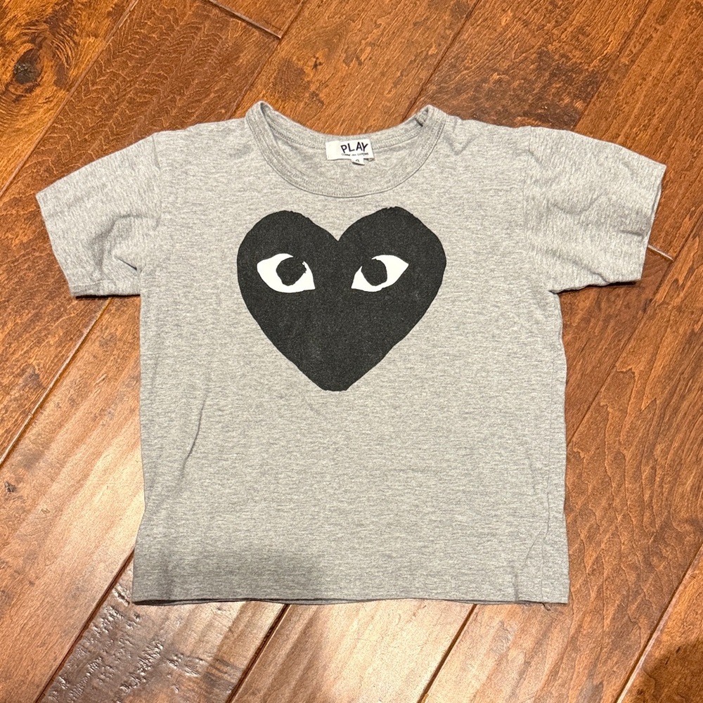Comme des Garcons PLAY Gray Tee with Black Heart Eyes